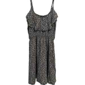 Cotton On Paisley Sundress Small Black White Ruffle Mini Dress Fairy Grunge Boho